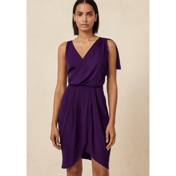 Alice & Olivia Dresses & Skirts - Alice & Olivia Purple Sleeveless Draped Wrap Dress With Cross Back Detail Size 4
